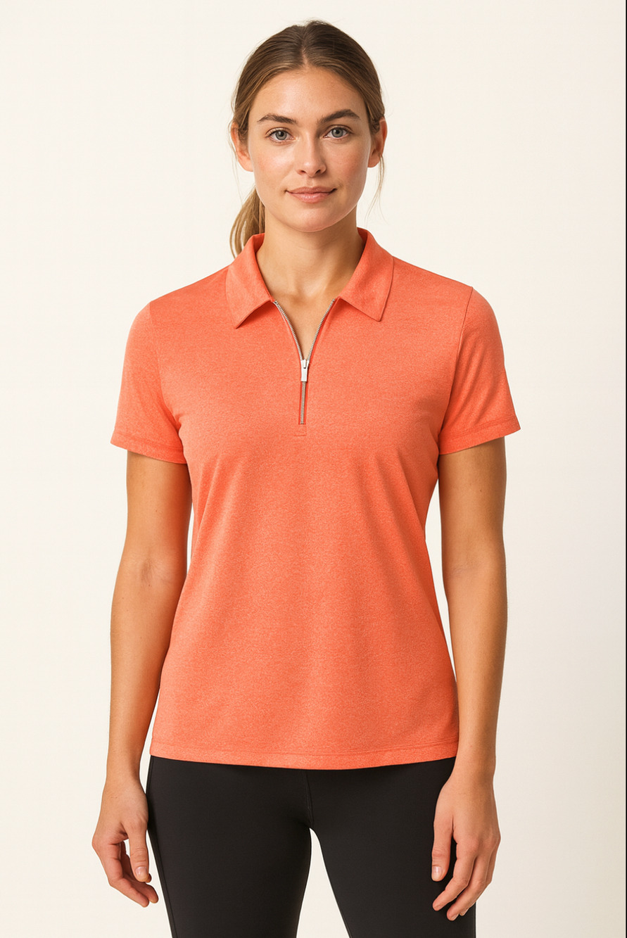 CALLAWAY Womens 1/4 Zip Golf Polo Shirt Small Orange Short Sleeve NWT